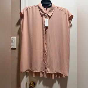 NWT Banana Republic Cap Sleeve Back Pleated Top in Size L